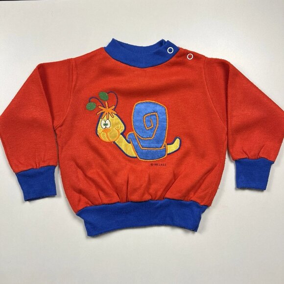 Vintage Krazy Kritters Baby Sweater Sweatshirt Red Snail Applique 24 Months - Picture 3 of 16